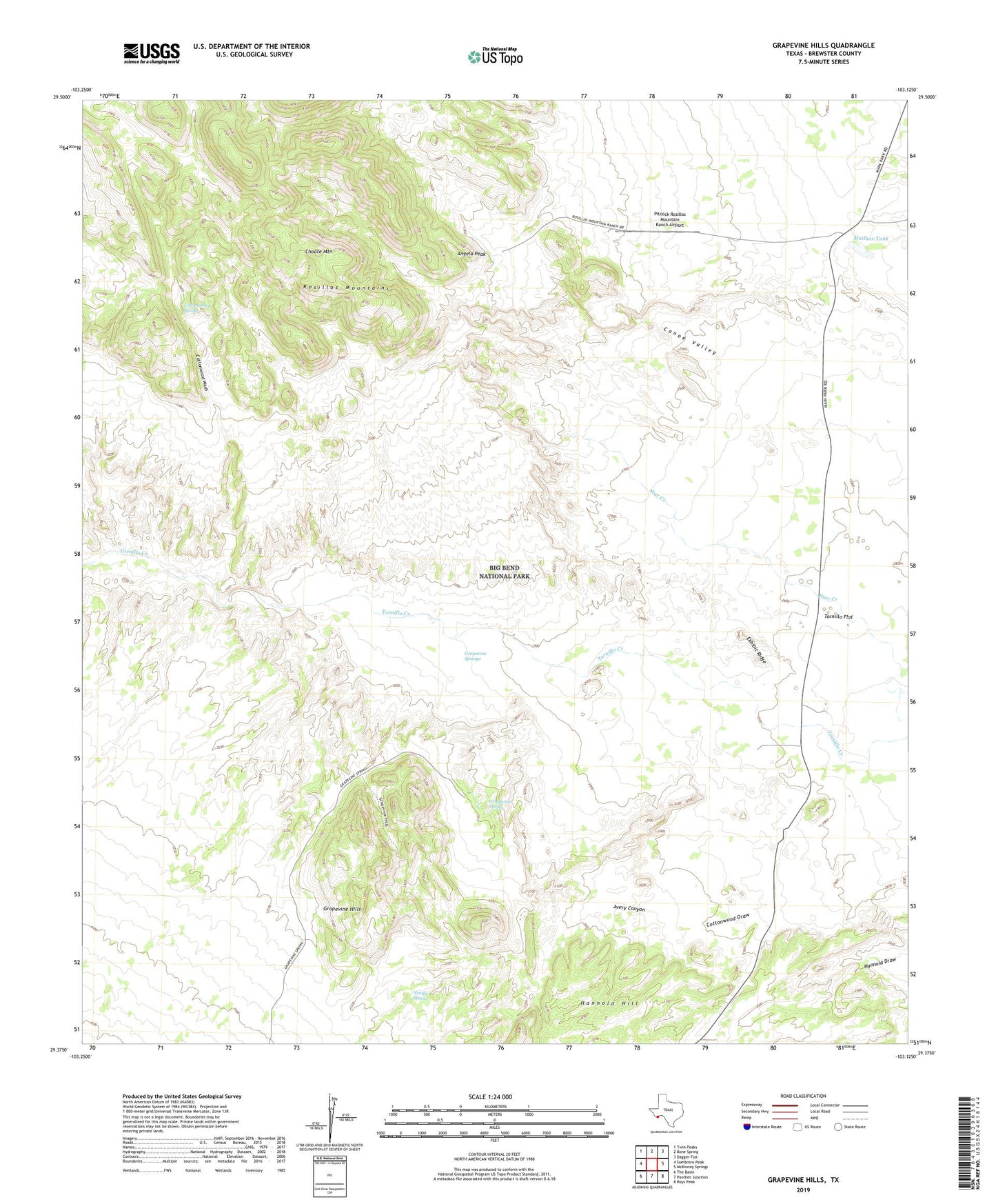 Grapevine Hills Texas US Topo Map Image