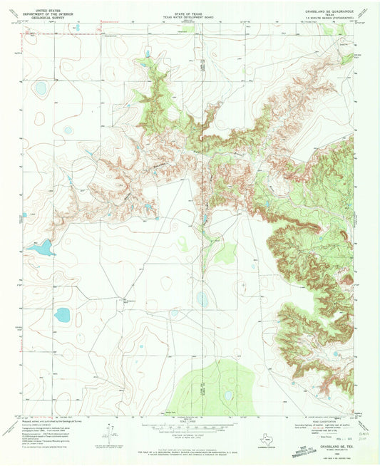 Classic USGS Grassland SE Texas 7.5'x7.5' Topo Map Image