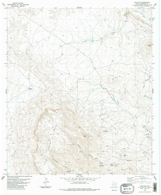 Classic USGS Graytop Texas 7.5'x7.5' Topo Map Image
