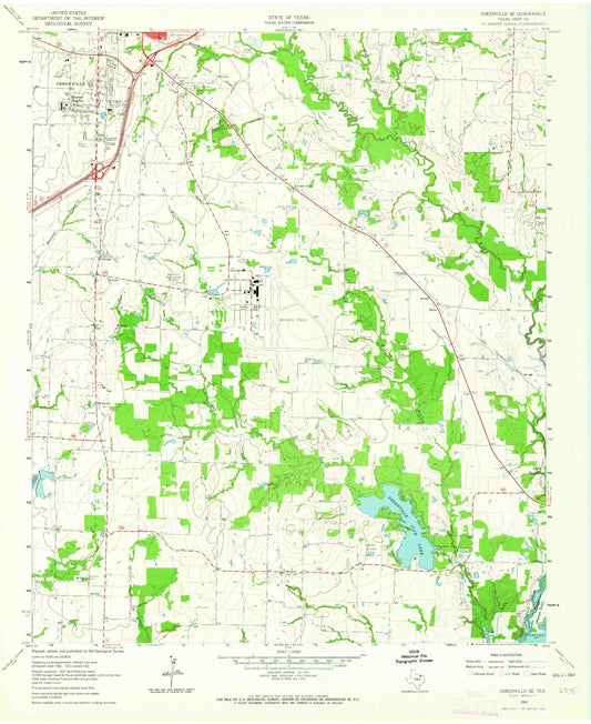 Classic USGS Greenville SE Texas 7.5'x7.5' Topo Map Image