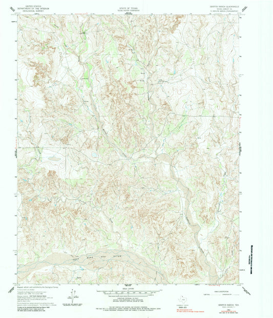 Classic USGS Griffin Ranch Texas 7.5'x7.5' Topo Map Image
