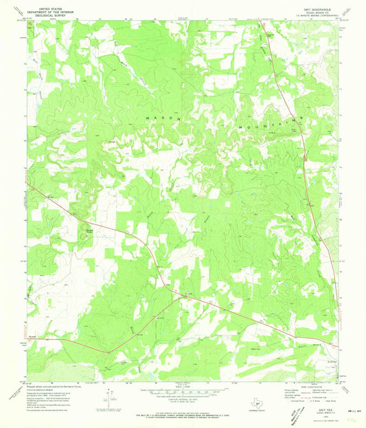 Classic USGS Grit Texas 7.5'x7.5' Topo Map Image