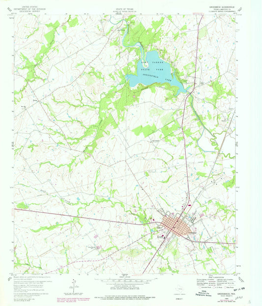 Classic USGS Groesbeck Texas 7.5'x7.5' Topo Map Image