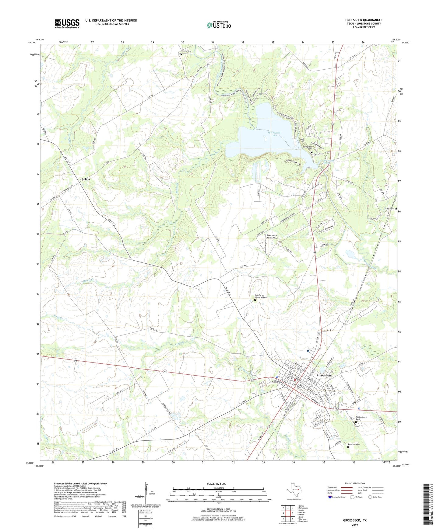 Groesbeck Texas US Topo Map Image