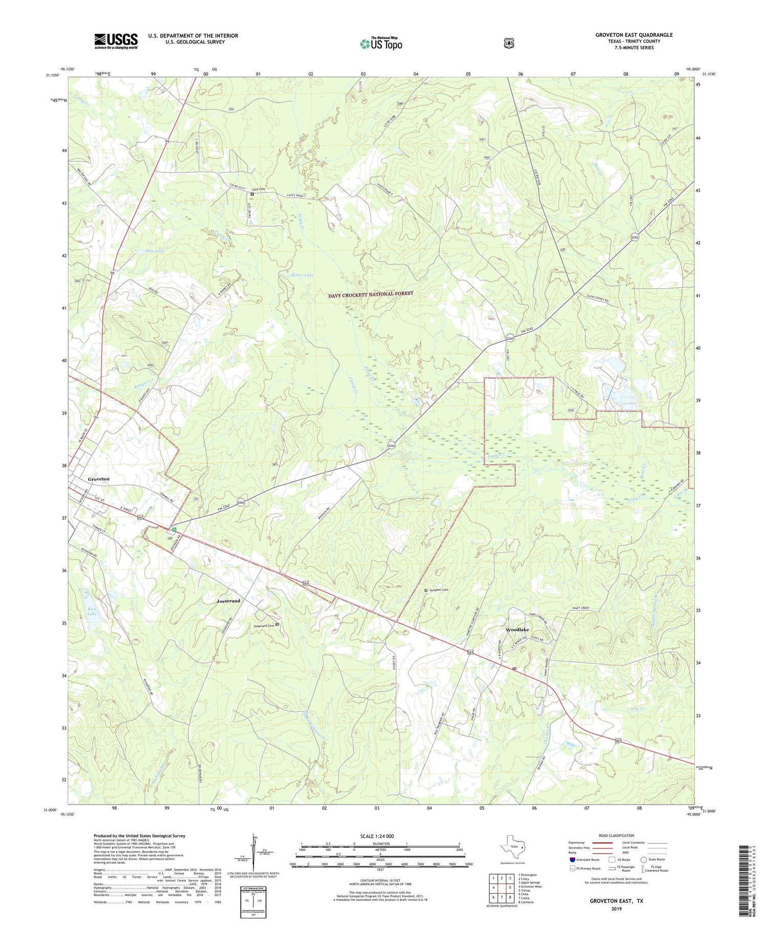 Groveton East Texas US Topo Map Image