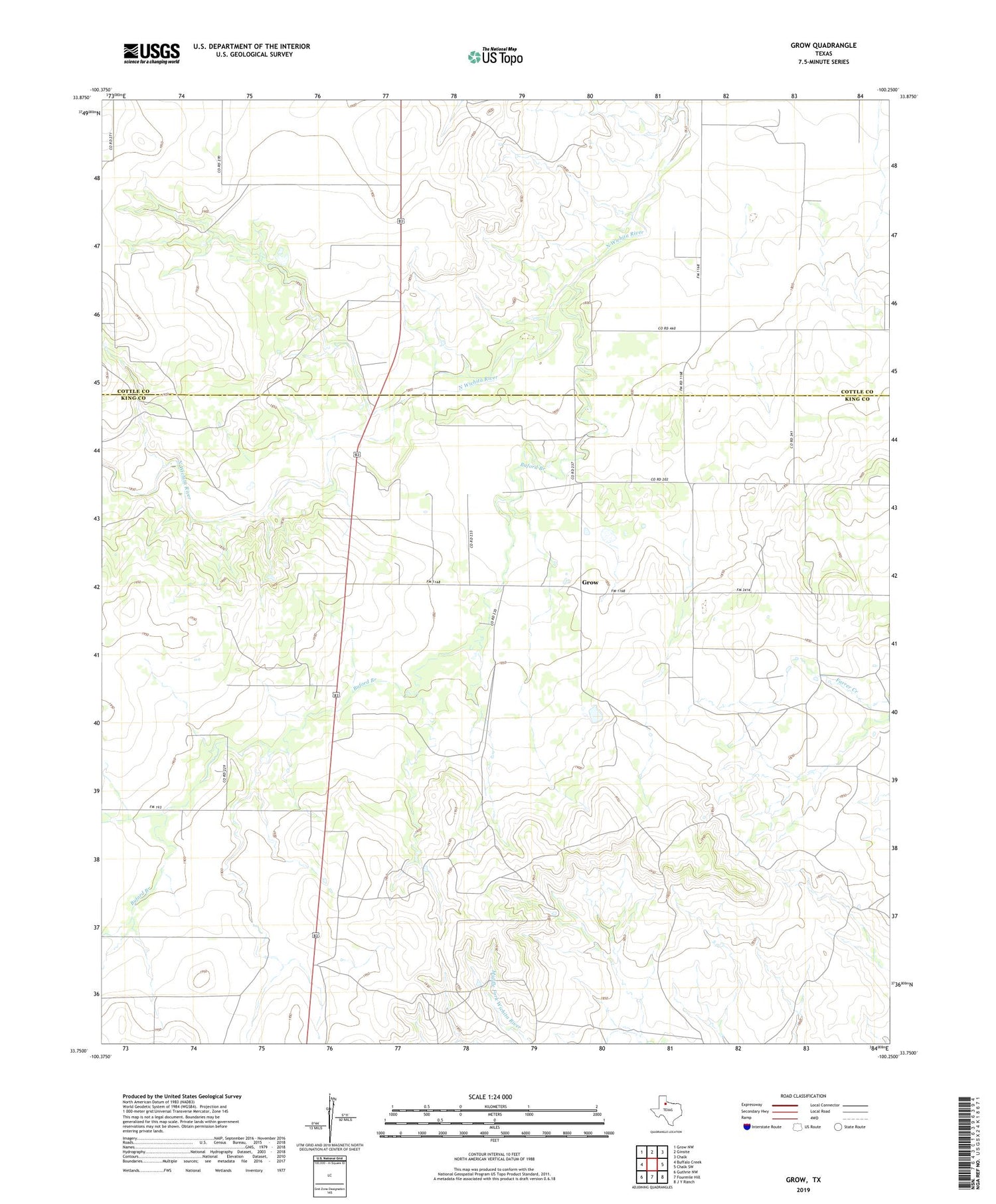 Grow Texas US Topo Map Image