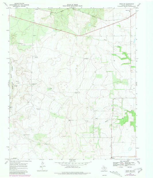 Classic USGS Grow NW Texas 7.5'x7.5' Topo Map Image