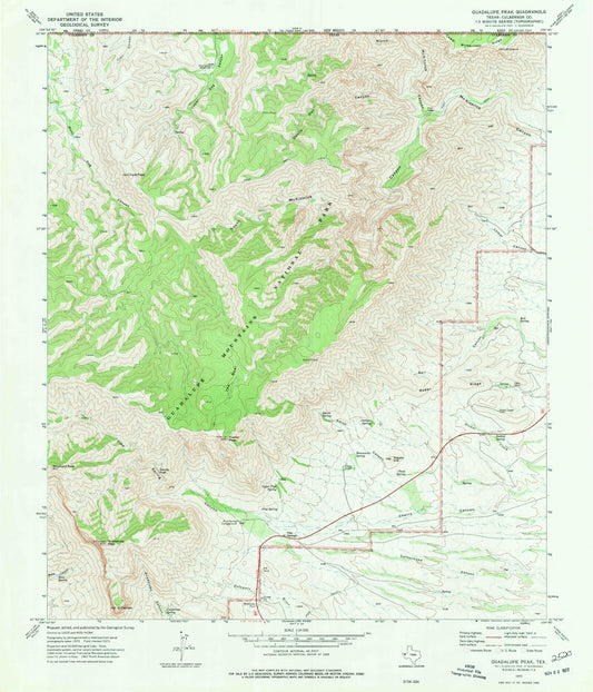 USGS Classic Guadalupe Peak Texas 7.5'x7.5' Topo Map Image