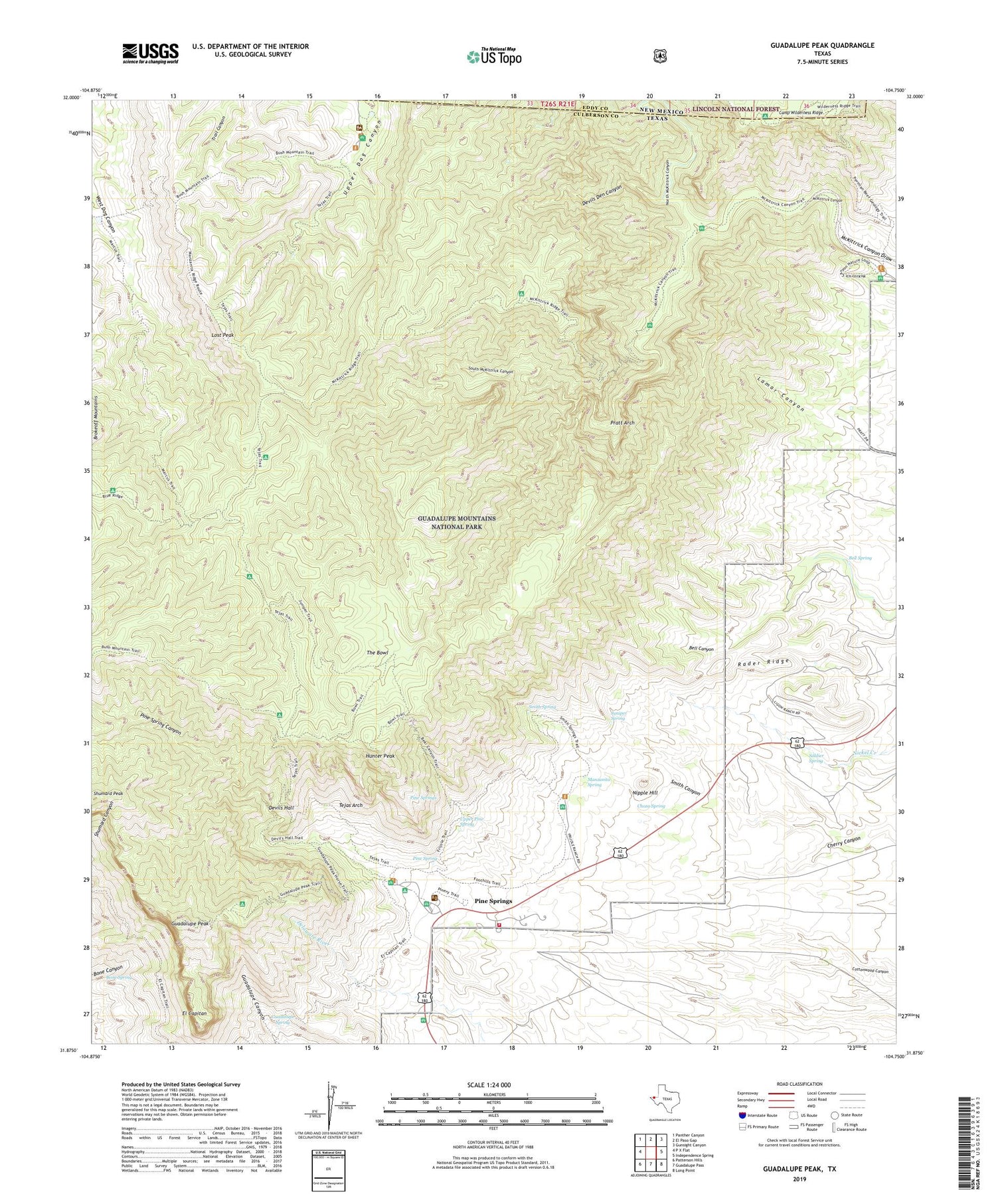 Guadalupe Peak Texas US Topo Map Image