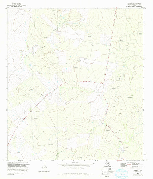 Classic USGS Guerra Texas 7.5'x7.5' Topo Map Image