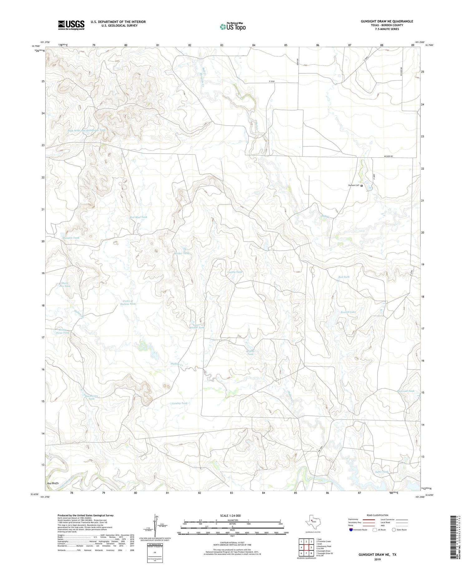 Gunsight Draw NE Texas US Topo Map Image