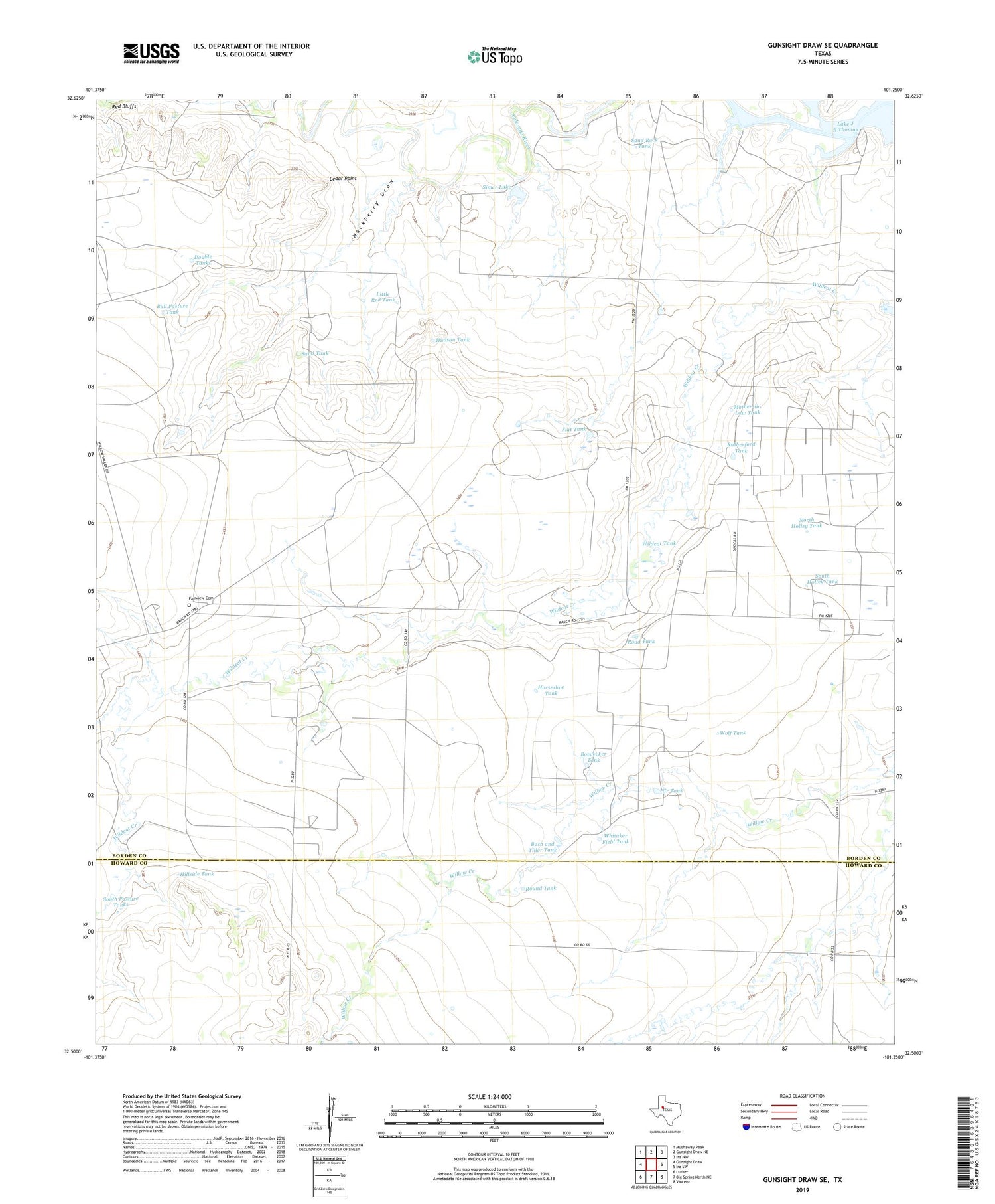 Gunsight Draw SE Texas US Topo Map Image