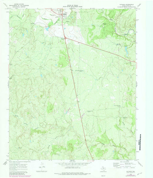 Classic USGS Guthrie Texas 7.5'x7.5' Topo Map Image