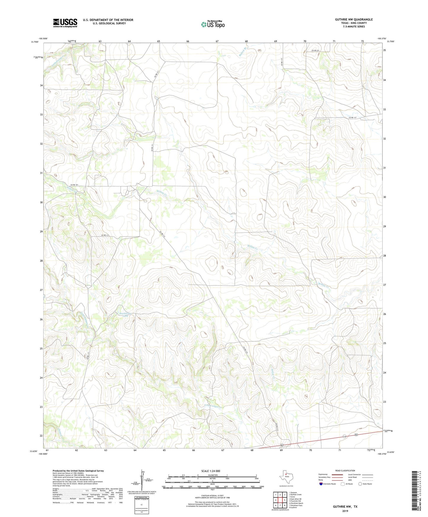 Guthrie NW Texas US Topo Map Image