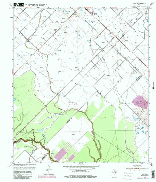 Classic USGS Guy Texas 7.5'x7.5' Topo Map Image