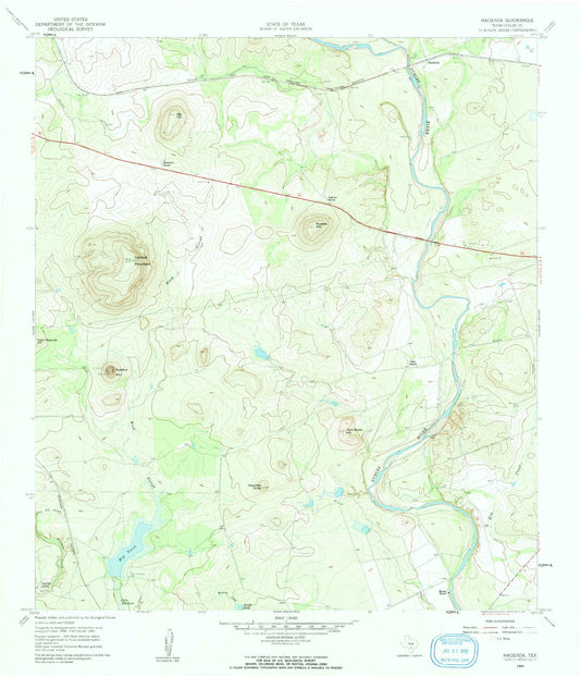 Classic USGS Hacienda Texas 7.5'x7.5' Topo Map Image