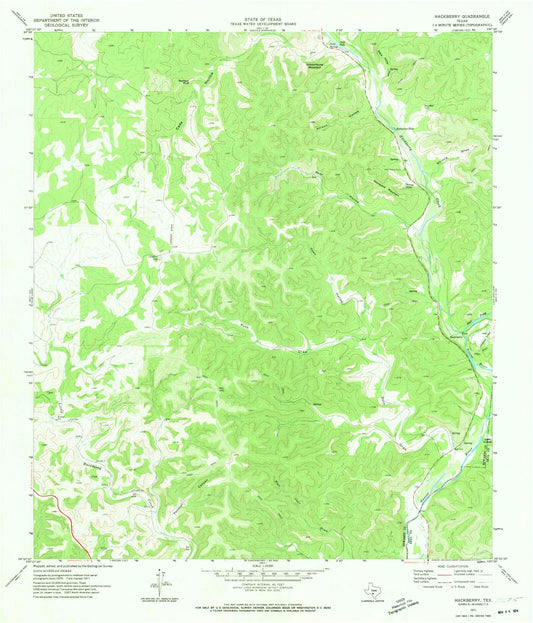 Classic USGS Hackberry Texas 7.5'x7.5' Topo Map Image