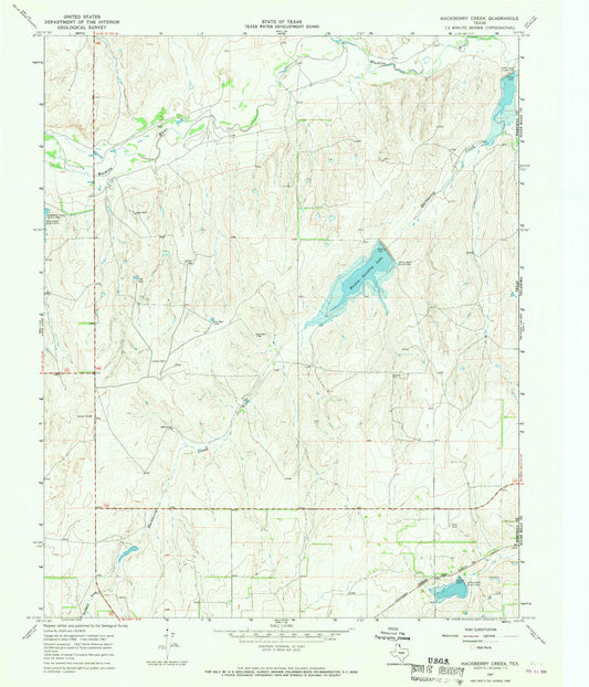 Classic USGS Hackberry Creek Texas 7.5'x7.5' Topo Map Image