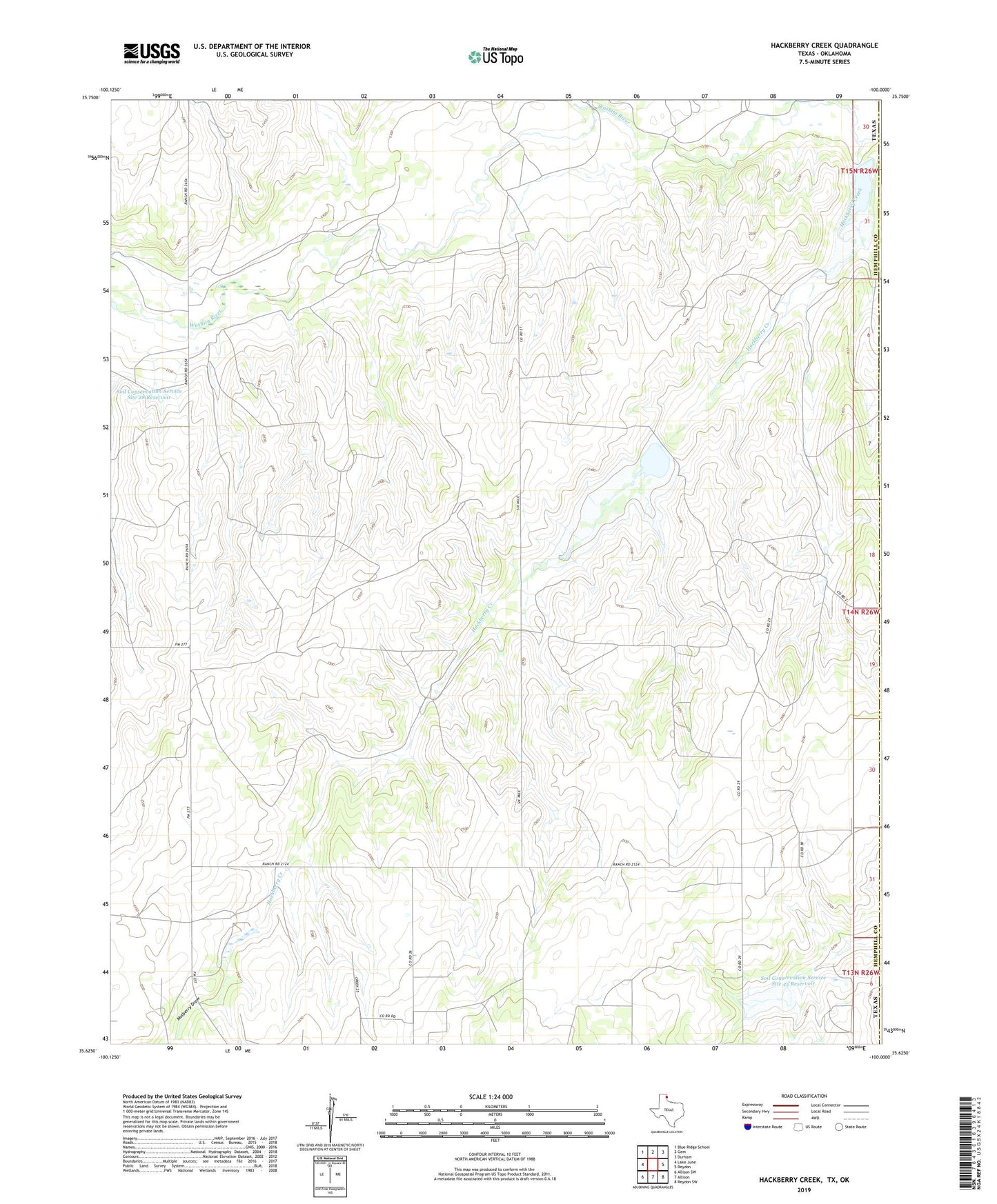 Hackberry Creek Texas US Topo Map Image