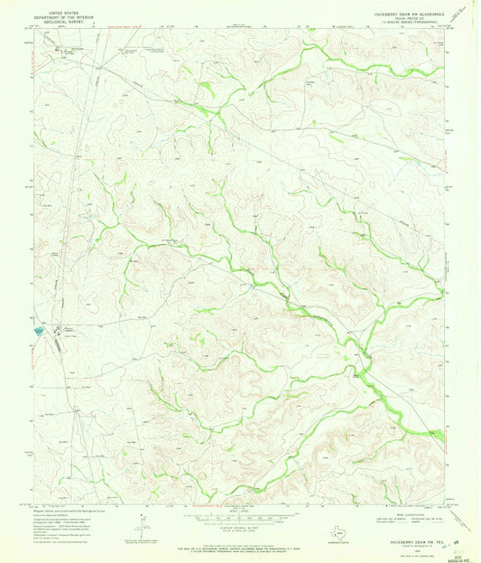 Classic USGS Hackberry Draw NW Texas 7.5'x7.5' Topo Map Image