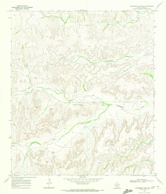 Classic USGS Hackberry Draw SW Texas 7.5'x7.5' Topo Map Image