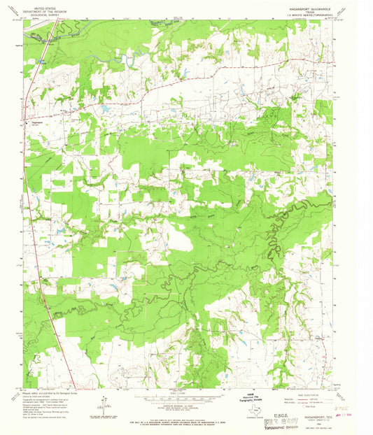 Classic USGS Hagansport Texas 7.5'x7.5' Topo Map Image