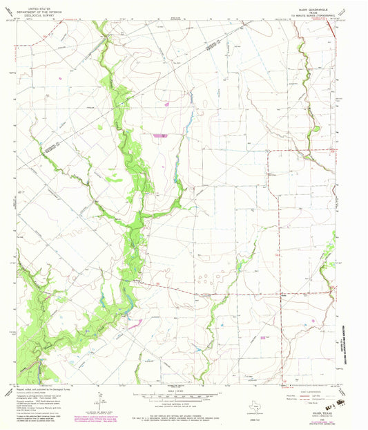 Classic USGS Hahn Texas 7.5'x7.5' Topo Map Image