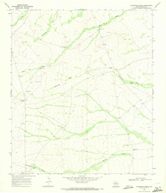 Classic USGS Halamicek Ranch Texas 7.5'x7.5' Topo Map Image