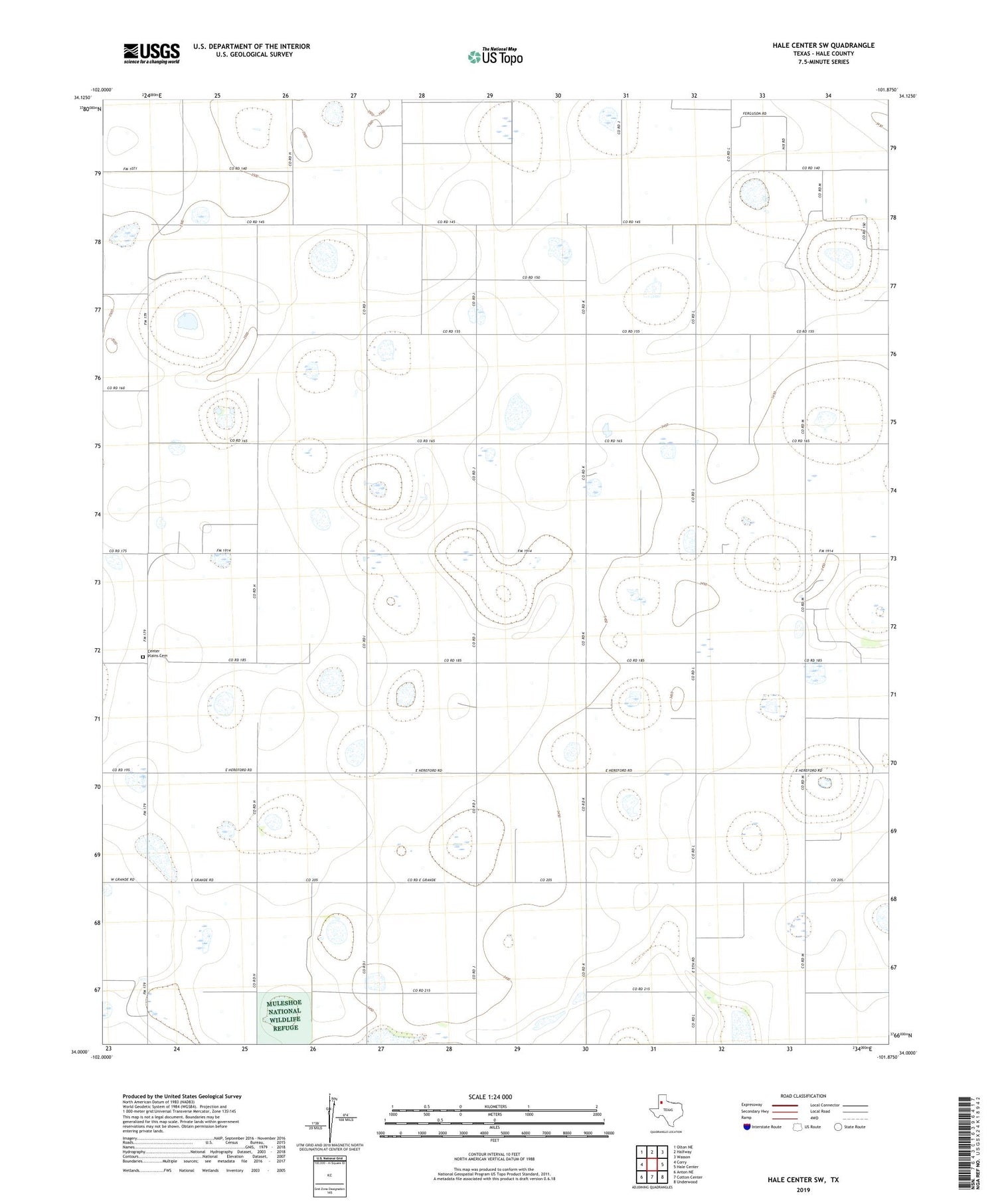 Hale Center SW Texas US Topo Map Image