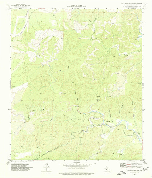 Classic USGS Half Moon Prairie Texas 7.5'x7.5' Topo Map Image