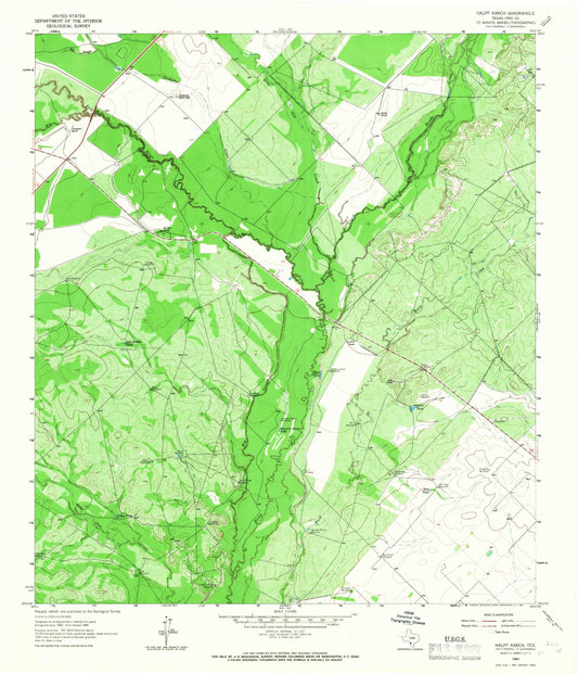 Classic USGS Halff Ranch Texas 7.5'x7.5' Topo Map Image