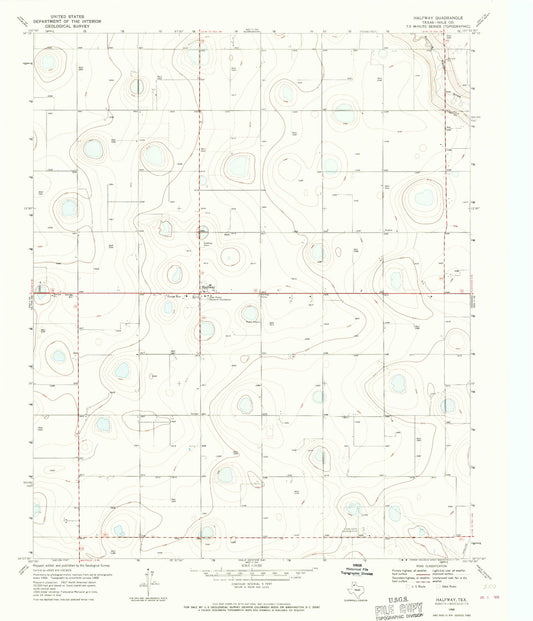 Classic USGS Halfway Texas 7.5'x7.5' Topo Map Image
