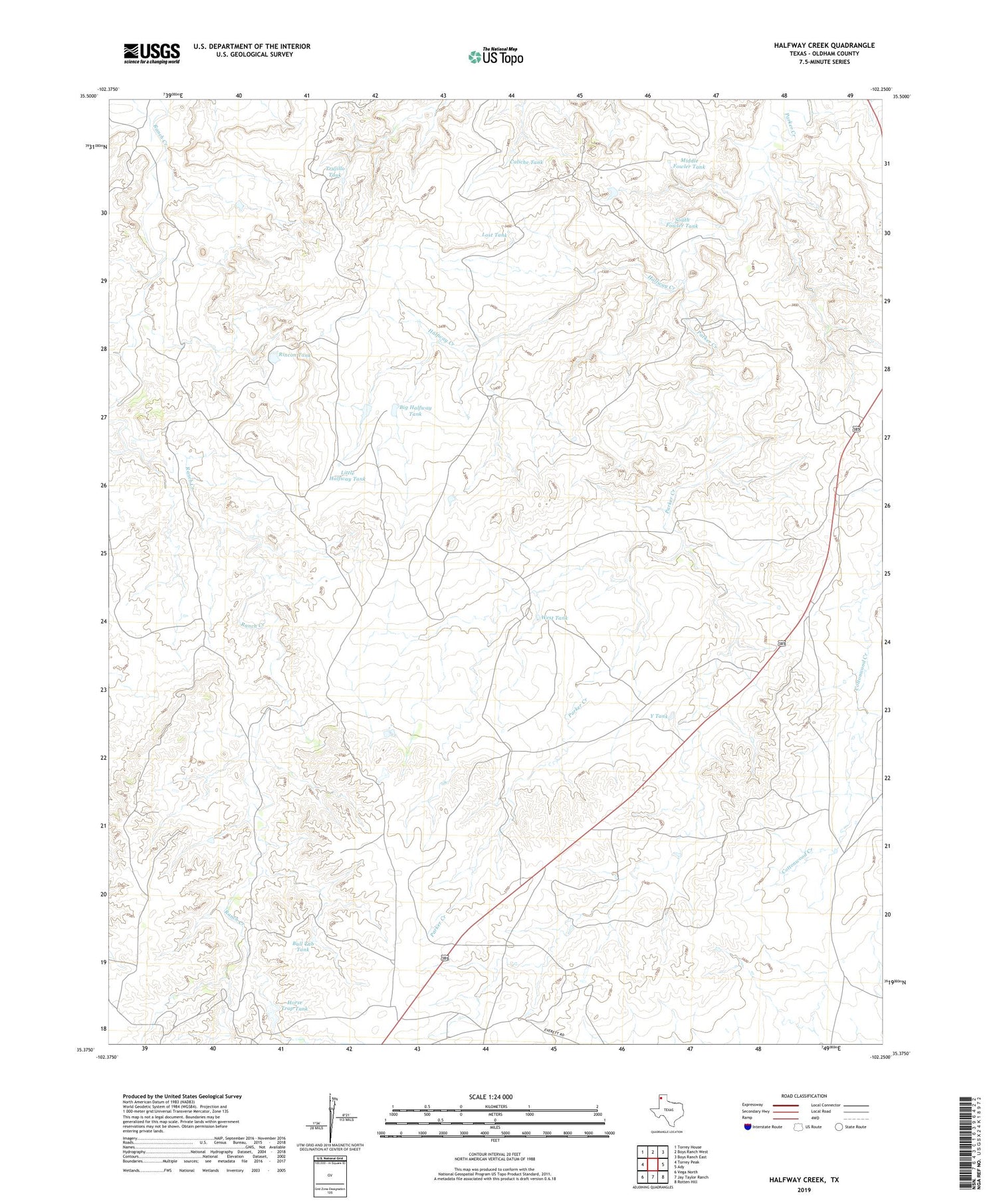 Halfway Creek Texas US Topo Map Image