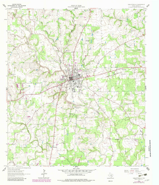 Classic USGS Hallettsville Texas 7.5'x7.5' Topo Map Image
