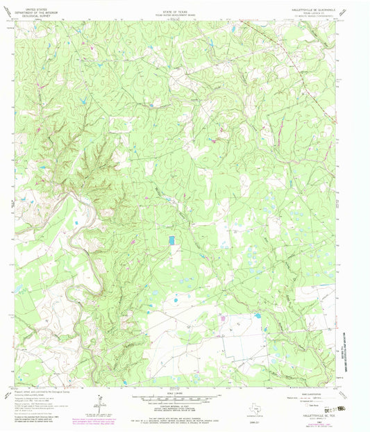 Classic USGS Hallettsville SE Texas 7.5'x7.5' Topo Map Image