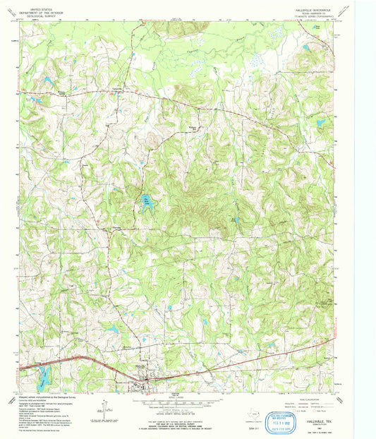 Classic USGS Hallsville Texas 7.5'x7.5' Topo Map Image