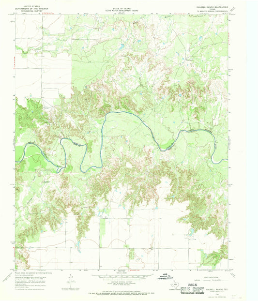 Classic USGS Halsell Ranch Texas 7.5'x7.5' Topo Map Image