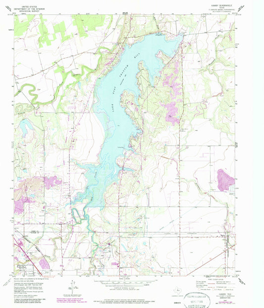 Classic USGS Hamby Texas 7.5'x7.5' Topo Map Image
