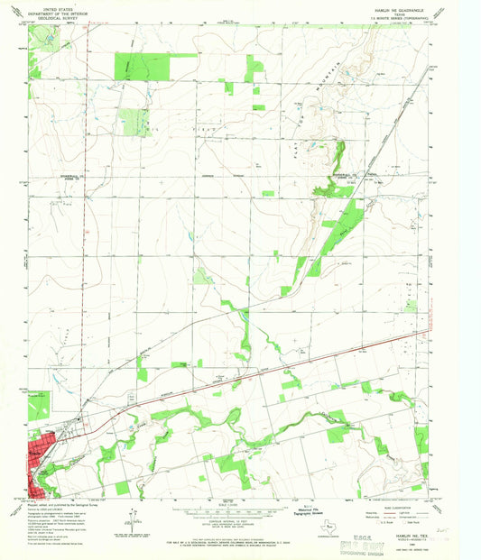 Classic USGS Hamlin NE Texas 7.5'x7.5' Topo Map Image