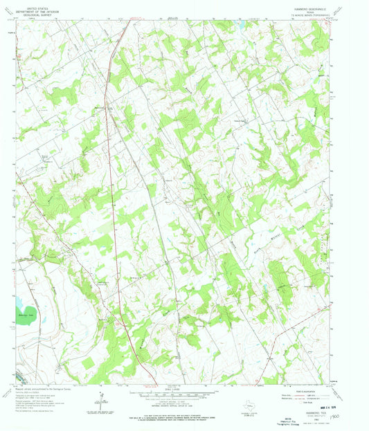 Classic USGS Hammond Texas 7.5'x7.5' Topo Map Image