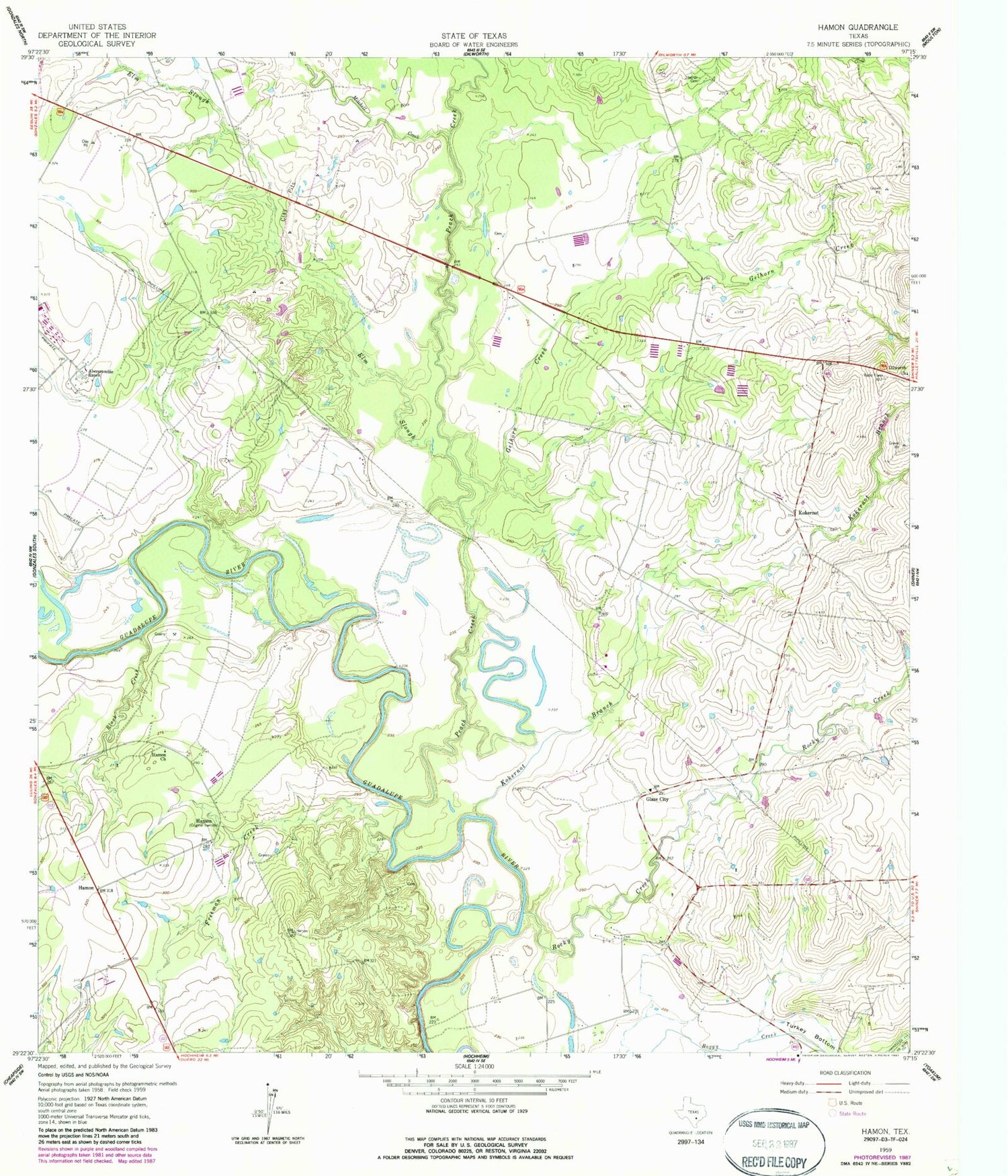 Classic USGS Hamon Texas 7.5'x7.5' Topo Map Image