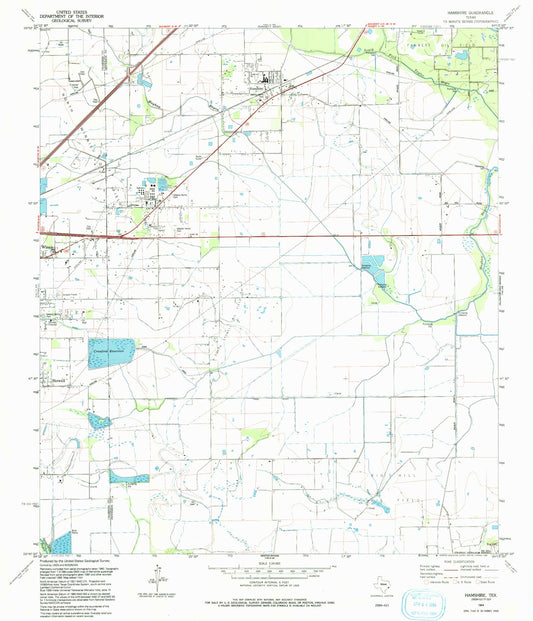 Classic USGS Hamshire Texas 7.5'x7.5' Topo Map Image