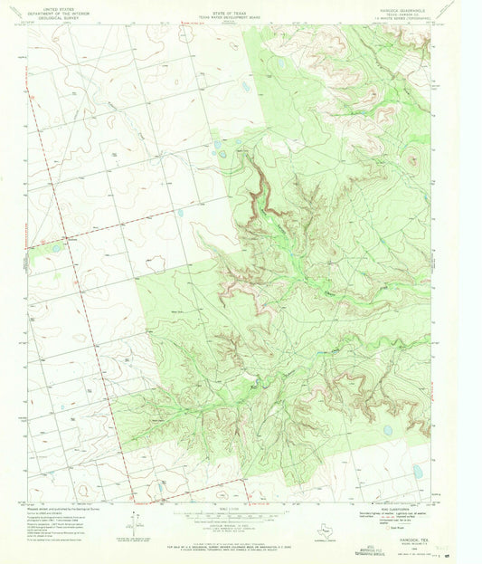 Classic USGS Hancock Texas 7.5'x7.5' Topo Map Image