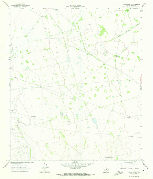 Classic USGS Hanks Ranch Texas 7.5'x7.5' Topo Map Image