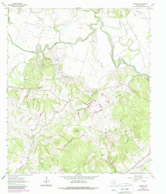 Classic USGS Hanover Texas 7.5'x7.5' Topo Map Image