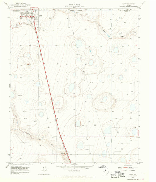 Classic USGS Happy Texas 7.5'x7.5' Topo Map Image