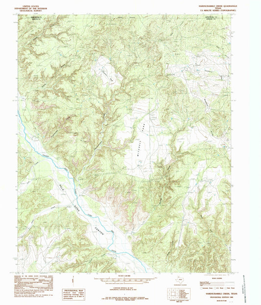 Classic USGS Hardscrabble Creek Texas 7.5'x7.5' Topo Map Image