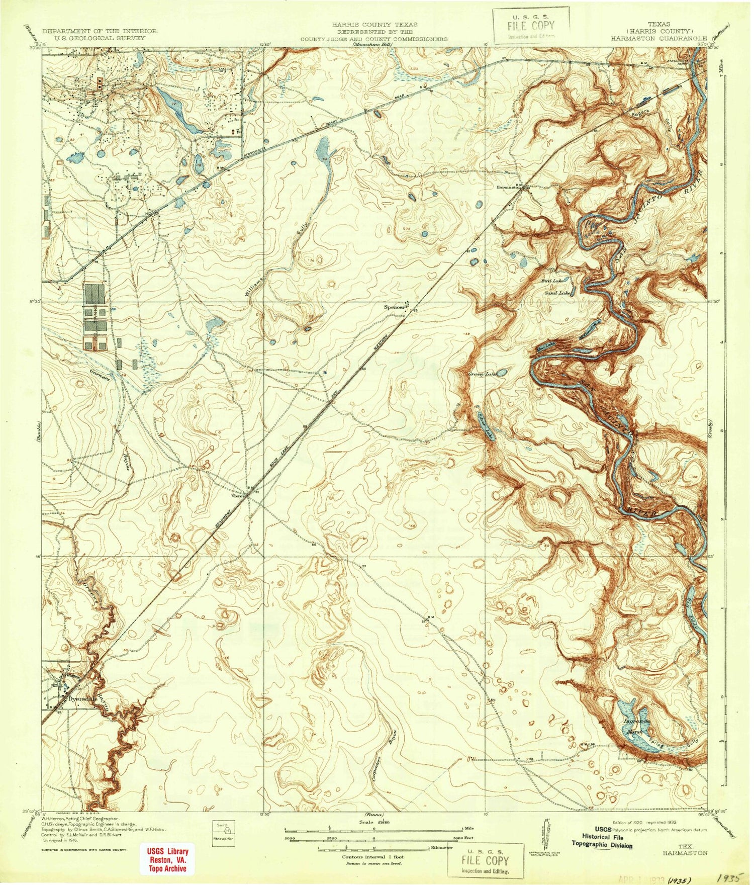 Classic USGS Harmaston Texas 7.5'x7.5' Topo Map Image