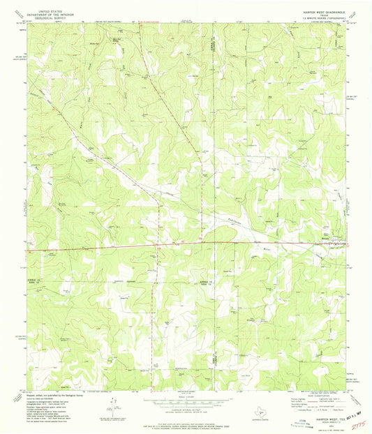 Classic USGS Harper West Texas 7.5'x7.5' Topo Map Image