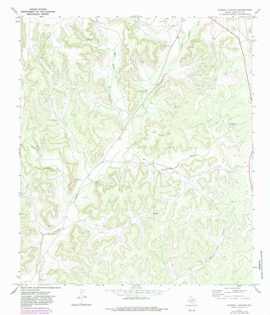 Classic USGS Harrell Canyon Texas 7.5'x7.5' Topo Map Image